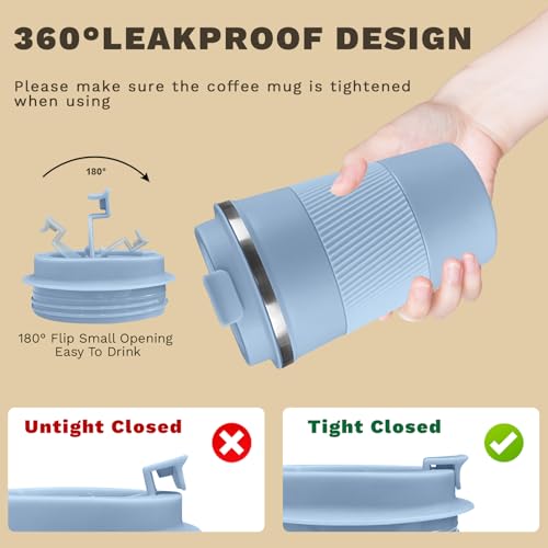 Image of Vacuum Insulated Stainless Steel Travel Coffee Mug,Leak Proof Cup with Lid