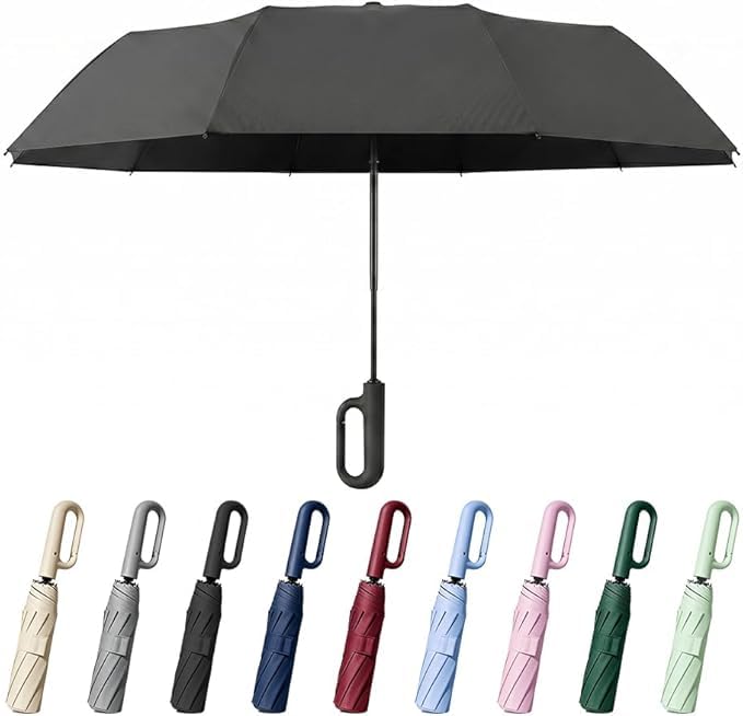 Creative Ring Buckle Windproof Reinforced Umbrella, Automatic Open Close Umbrella, Compact Wind Proof Umbrellas For Rain and Sun Protection, 10 Ribs &amp; Steel Alloy Frame