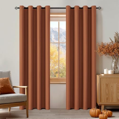 MIULEE Verdunklungsvorhänge Thermo Modern Ösen 2er Set 140x200cm Karamell | Blickdichter Thermostoff für Wohnzimmer und Schlafzimmer, hilft Licht, Hitze und Kälte zu reduzieren.