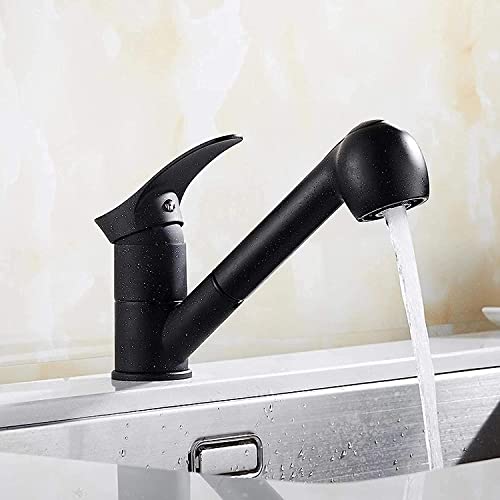 Robinet de cuisine noir à tirette avec mitigeur flexible pour évier moderne