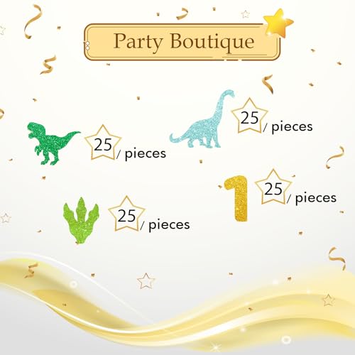 Image of 100pcs Dinosaur 1st Birthday Confetti, Dino One Table Confetti, Jungle Animal Paper Scatters for First Birthday /Baby Shower Party Table Decoration