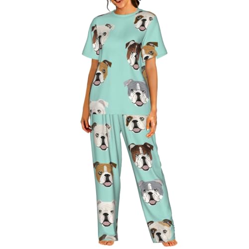 Pyjama bouledogue anglais femme short idéal pour vos soirées cocooning
