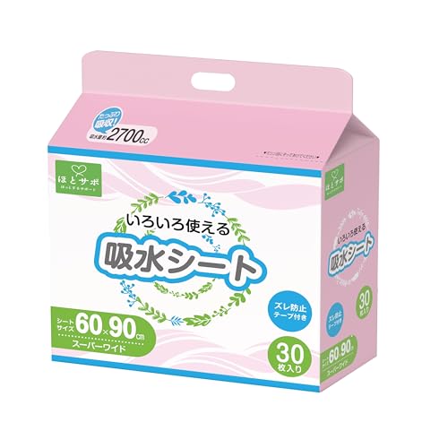 MISM ほとサポ いろいろ使える吸水シートたっぷり2700cc吸水 60×90cm スーパーワイド 30枚入り ズレ防止テープ付