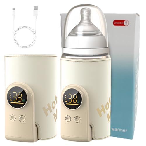 Flaschenwärmer Baby Unterweg 6 Einstellbare Temperatur 38-50℃, Tragbarer...