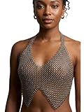 ZEMBORL Women’s Silver Chainmail Crop Top – Metal Mesh Gothic Renaissance Festival Costume Top for Cosplay & Alternative Fashion