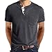 QOAAIE 3 Pack Henley Shirts for Men Short Sleeve Button Cotton T-Shirt with Pocket Fashion Casual Front Placket Tee Shirt (Khaki/Blue3/Grey2,L)