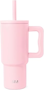 Simple Modern Kids 24 oz Tumbler with Handle and Silicone Straw Lid | Spill Proof and Leak Resistant | Reusable Stainless Steel Bottle | Gift for Kids Boys Girls | Trek Collection | Blush
