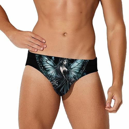 Goth Roses Butterfly Skeleton Fairy Mens Swim Briefs Quick Dry Swim Trunk Bikini Underwear Swimsuit1