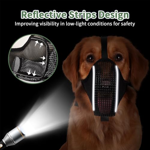 Xfsrg Museruola Cane Taglia Media Antiabbaio Comoda E Traspirante Per Passeggiate E Visite Veterinarie (Nero, L) - 7