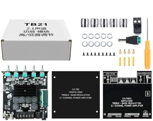 Image of ZK-TB21 Bluetooth 5.0 2.1 Channel Audio Amplifier Board 200W (50Wx2+100W) Stereo HiFi Amplifier with Subwoofer Output 9V-24V