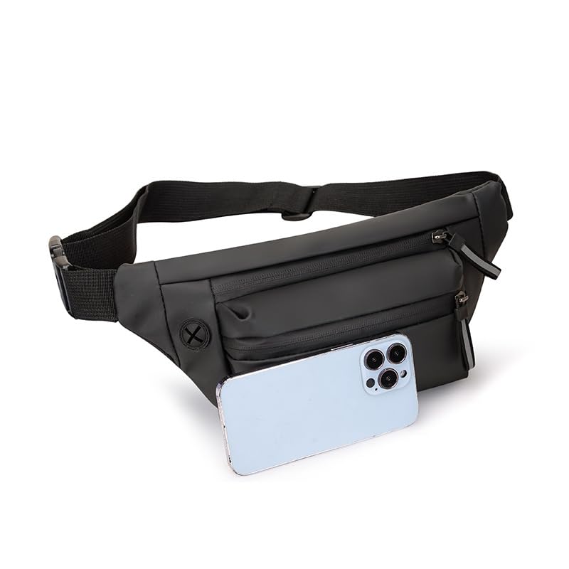 Image of TOURISTIANO Waist Bag for Men | Stylish Side Bag for Travel | Side Sling Bag | Essentials for Running, Riding a Bike for Mobile, Wallet, Keys (Black)
