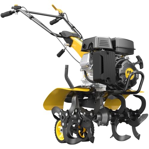 BLUBERY 20” Heavy Duty Front Tine Tiller 3.0 HP & 4 Stroke 18 Sets of Blades, Safety Protection Switch, Suitable for Gardens and lawns,Digging, Reclamation?Root Removal, Weeds, Soil Cultivation, etc