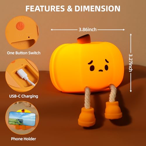 Lámpara de Noche Calabaza de Silicona para Niños miniatura 3