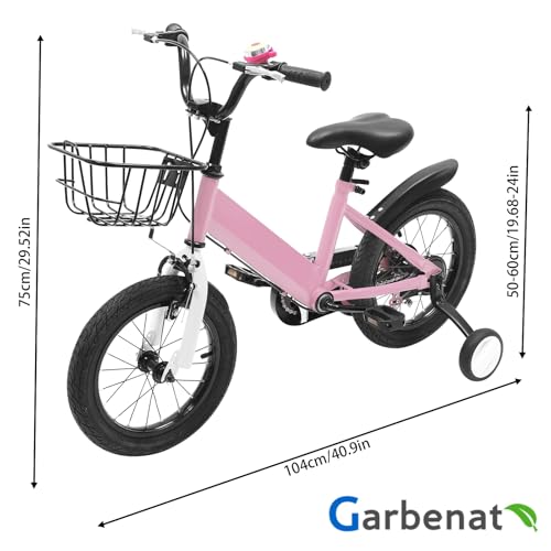 Garbenat 14 Zoll Kinderfahrrad Upgraded Kinder Fahrrad für ab 3-5 Jahre Kinderfahrrad mit Stützrädern & Korb HöHenverstellbar Fahrrad Kinder für Jungen & Mädchen – Bild 3