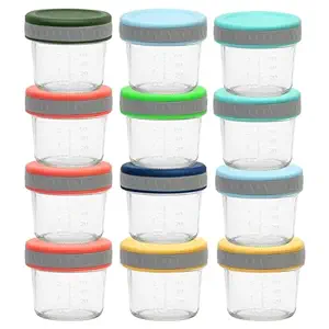 Tronco Glass Food Storage Jars with Lids (4 oz, 12 Pack) – Baby Food, Breast Milk, Snacks, Puree, Reusable Small Containers for Meal Prep, Spice Storage, Freezer, Microwave, Dishwasher Safe