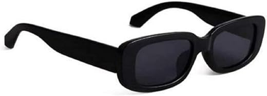 UZAK® Retro Style Rectangle Square Sunglass Goggles For Men & Women (Black)