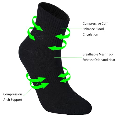 Image of Womens Anti Odor Blister Proof Seamless Cotton Moisture Wicking Sports Ankle /Crew Dress Socks,Size 6-10