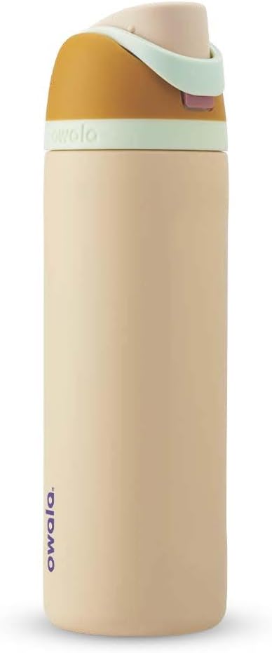 FreeSip Insulated Stainless Steel Water Bottle with Straw for Sports and Travel, BPA-Free, 24-oz, Orange/Tan (Water in The Desert)