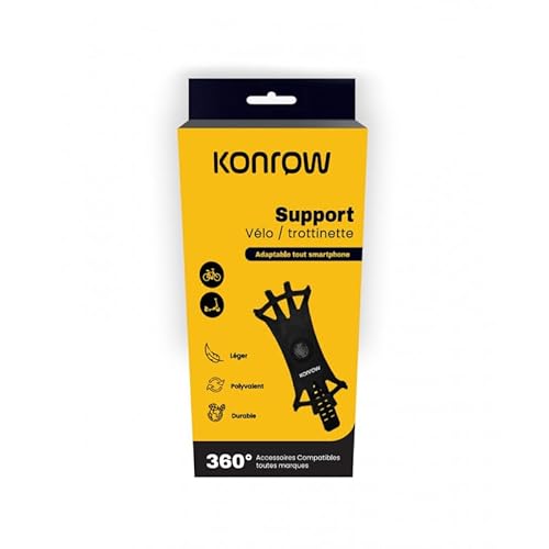 Konrow KSBIKE - Support Vélo/Trottinette (360°, Adaptable Tout Smartphones, Noir) - Emballage Original