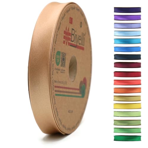 Image of Fold Satin Bias Tape - 99+ Colors - 3 /4 Inches Wide - 27 Yards - Fold Satin Binding Bias Ribbon Fabric Piping Bias Binding Tape for Sewing Clothing DIY (80. Nude) BYS80