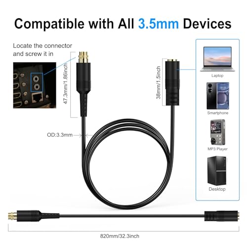 Cable de Audio Extensión 3.5mm Macho a Hembra miniatura 3