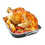Turkey Roaster Pan - 16x13" Large Roasting Pan with Rack - Non-Stick Ceramic Coated - PTFE & PFOA Free - Oven & Stovetop Safe - Perfect for Juicy Holiday Turkeys