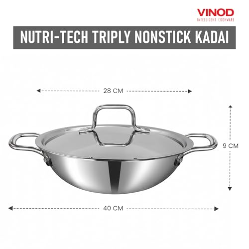 Vinod Nutri-Tech Triply Nonstick Kadahi 28cm miniatura 3