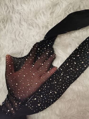 Meia Calça Arrastão Strass Feminina Para Lingeries Luxo Atraente Cós Alto Tamanho:U;Cor:Preto