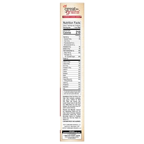 Great Grains 884912002372 Post Great Grains Cranberry Almond Crnch Rte Cereal Cranberry Almond Crunch Flake And Cluster Box 14 Ounces 1 thumb #7