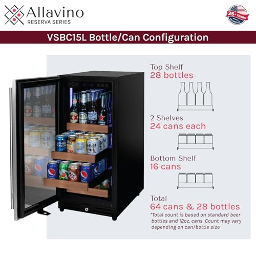 Image of Allavino 15 inch Wide Reserva Series Stainless Steel Left Hinge Beverage Center