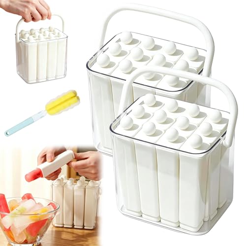 Image of Silicone Ice Stick Tray with Storage Caddy, Ice Cream Mold Tray Set with Storage, 6 Cavity Silicone Ice Stick Set, Easy Release Long Ice Cube Stick Maker for Homemade Frozen Treats (2pcs-e)