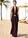 OYOANGLE Women's Deep V Neck Sleeveless Halter Maxi Dress Summer Backless Party Beach Vacation Wedding Guest Dress Burgundy Large