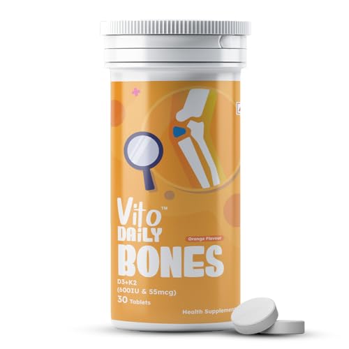 Image of Vitamin D3 600 IU + K2 as MK7 Supplement - Supports Stronger Bones, Immunity & Heart Health - Plant Based Fast Dissolve Tablets - 30 Nos (Pack of 1)