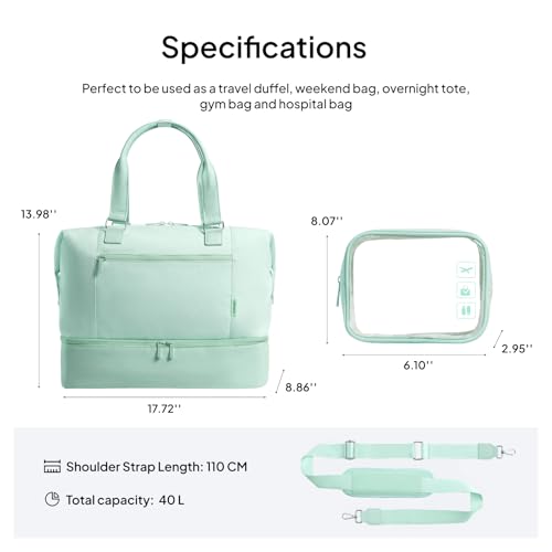 Image of TOPEAST Travel Duffle Bag, Weekender Bags for Women with Shoe Compartment