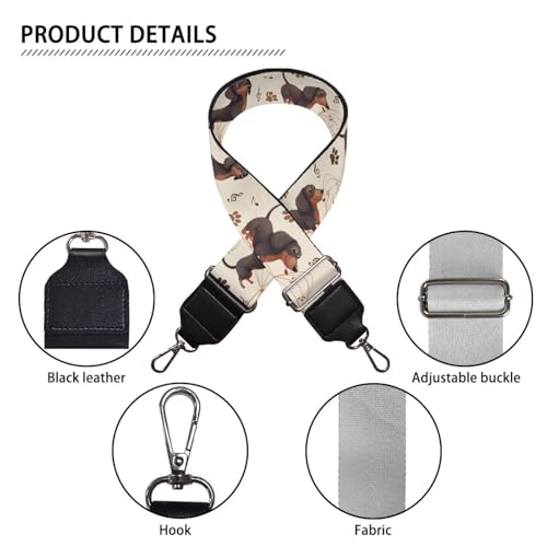 Image of GLENLCWE Dachshund Purse Strap Wide Replacement Cute Crossbody Bag Straps Dog Print Canvas Handbag Shoulder Strap, Adjustable Tote Belt Animal Print