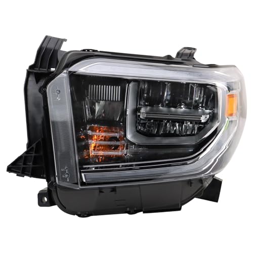 Image of TRQ Driver Side Headlight Assembly LED Without Smoked Chrome Bezel Compatible with 2018-2021 Toyota Tundra TO2502262