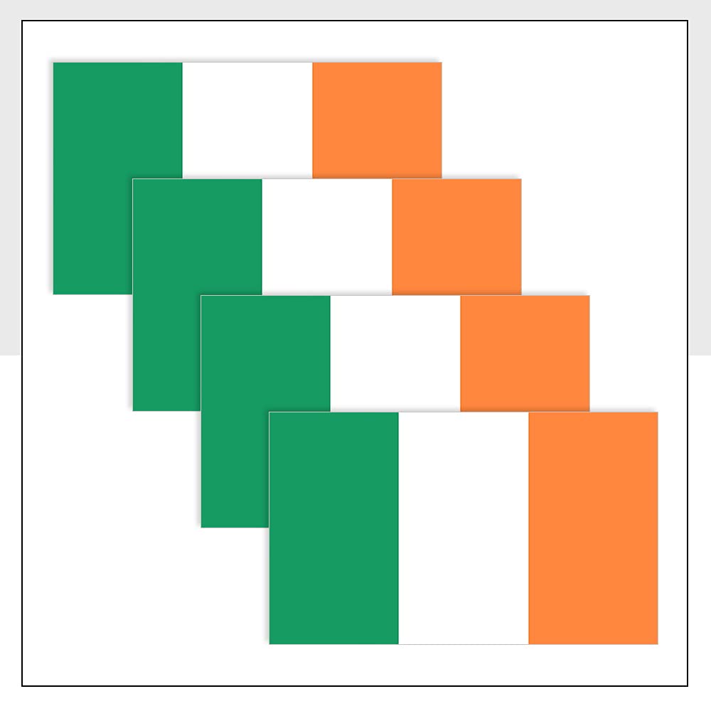 Ireland Flag Bumper Stickers Pack of 4 (75 x 50mm) Waterproof IRL Labels for Bike Van Car Helmet Packwith® #P1081