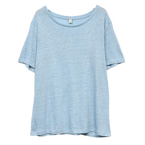 Amazhiyu Women's 100% Linen Knit Basic T-Shirt Short Sleeve Summer Tee