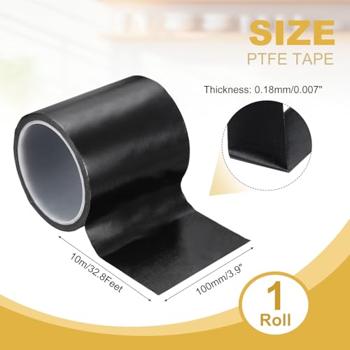 Image of PATIKIL High Temperature PTFE Tape 3-15 /16 Inch x 33 Feet, PTFE Coated Fiberglass Adhesive Tape for Vacuum Sealer Machines Hand-Impulse Sealers Insulation, Black