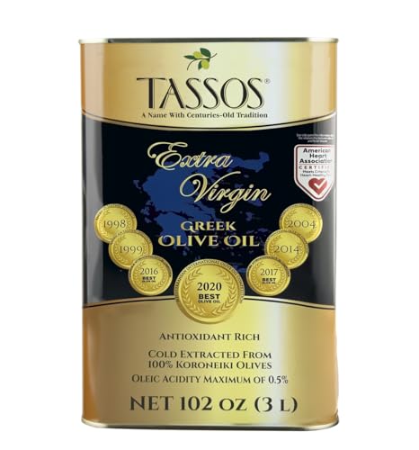 Tassos Extra Virgin Olive Oil ( Cold Pressed Koroneiki Olives ) 3 Ltr Tin image 5