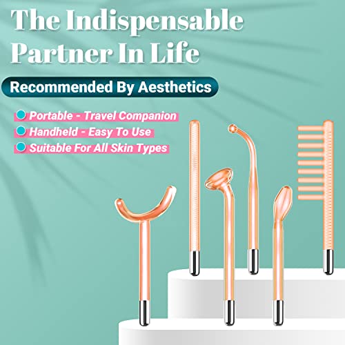 High Frequency Facial Wand - Uaike 6 In 1 Portable Handheld High Frequency Facial Machine - With 6 Pcs Orange Glass Tubes At Home Face Skin Wand Device For Body/Neck/Hair/Face #TOP5