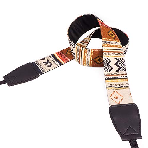 Wolven Pattern Canvas Camera Neck Shoulder Strap Belt Compatible with All DSLR/SLR/Men/Women etc, (Yellow)