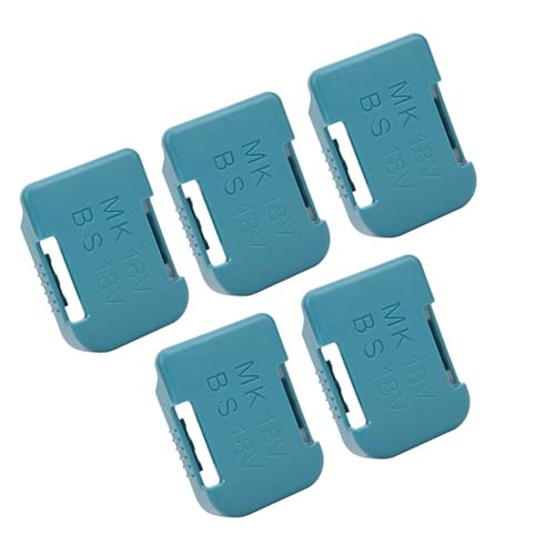 5pcs Battery Holder Belt Slot Lithium Battery Rack Case Shelf Bracket Compatible with Makita 18V Battery Fixing Devices(Cyan)