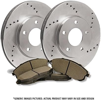 (Front Kit)2 Cross Drilled Great-Life Premium Disc Brake Rotors + 4 Semi-Metallic Brake Pads(MERCEDES E320 E350 W211)(5Lug)