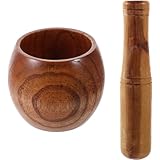 CHICAMPERA 中号酸枣木製手動乳鉢乳棒 ニンニクぶし器 香辛料粉砕用 臼杵調理器具 キッチン用調味料グラインダー