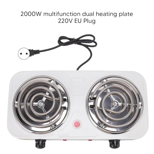 Image of Drumstone (𝐄𝐱𝐥𝐮𝐬𝐢𝐯𝐞 𝟐𝟎 𝐘𝐞𝐚𝐫𝐬 𝐰𝐚𝐫𝐫𝐚𝐧𝐭𝐲) Portable Electric Double Burner Hot Plate 2000W, Dual Cooking Stove with Adjustable Temperature Control, Compact Cooktop