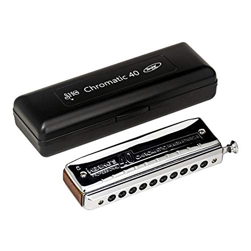 Gaita De Boca Harmônica Em Dó Shg Hering 5140C Chromatic 40 C/ Case