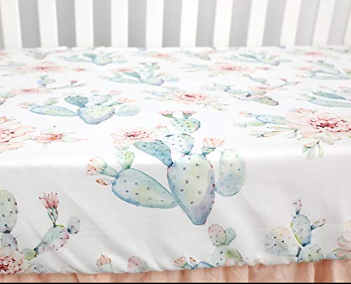 Sahaler Succulents Baby Crib Sheets For Boy Girl, Watercolor Cactus Fitted Crib Bed Mattress Sheets, Boho Baby Gift, Nursery Bedding Fits Standard Crib Mattress 28X52 (Watercolor Cactus) #TOP5