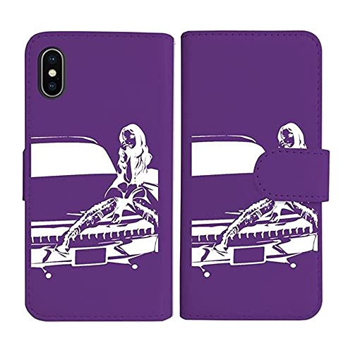 sslink iPhone17 Pro Max アイフォン17プロマックス 対応 手帳型 パープル ケース シルエット ガール セクシー 車 ホワイト ダイアリータイプ 横開き カード収納 フリップ カバー
