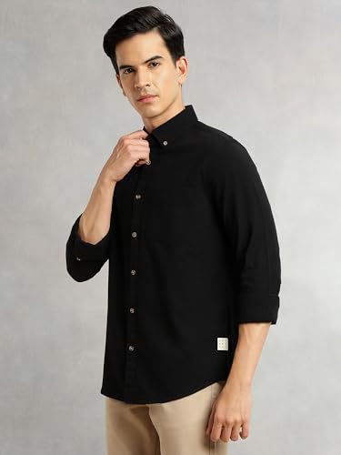 Image of Thomas Scott Men's | Slim Fit | Striped Design | Button-Down Collar | 100% Cotton Casual Shirt for Mens